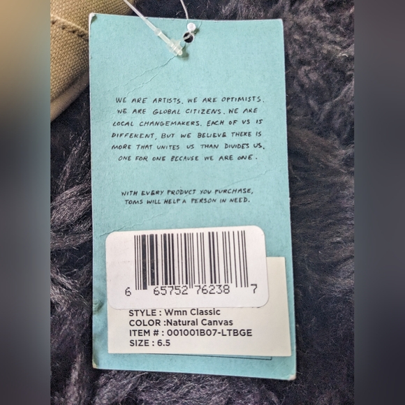 TOMS shoes 6.5 women's Canvas slip on 🎁 original Box & sticker 👍 authentic - Picture 9 of 10